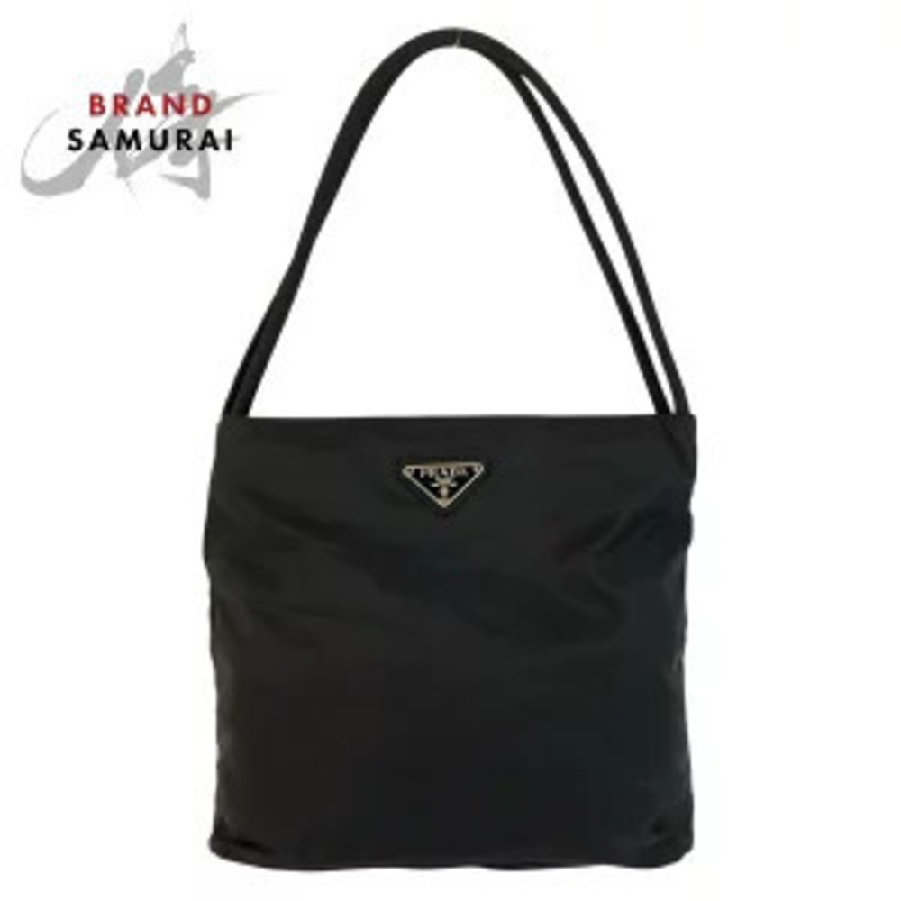 Prada Tessuto Triangle Plate Black Shoulder Bag Tote